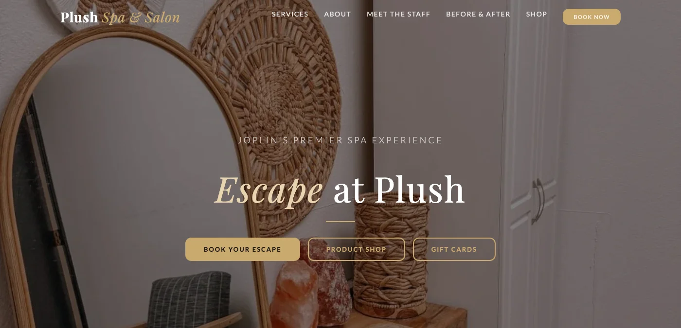 Plush Spa and Salon website